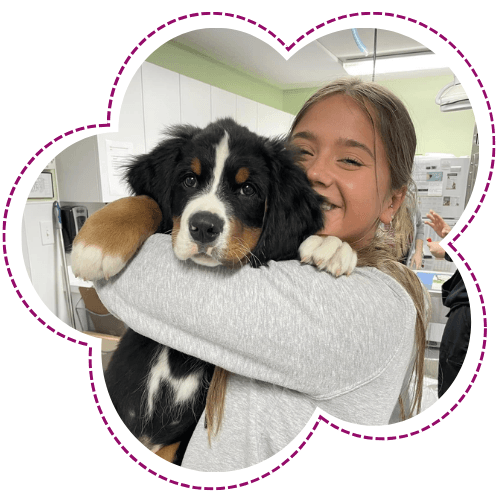 Hilliard Veterinary Hospital Staff holding a large puppy